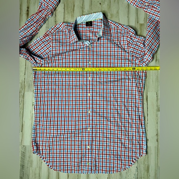 Tailorbyrd Mens Dress Shirt 2XLT Flip Cuff Long Sleeve Red Blue Button Up - Picture 6 of 14